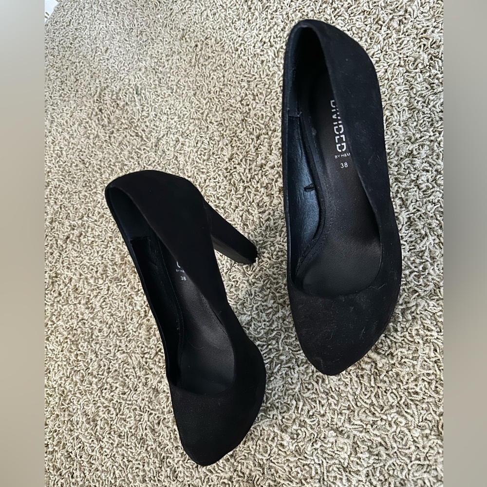Suede chunky heels